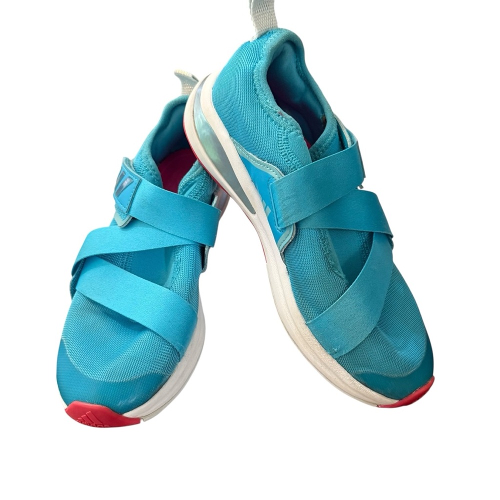 ADIDAS GIRLS SZ 3 FORTARUN X K RUNNING SHOES VELCRO BLUE SNEAKERS YOUTH BIG KID